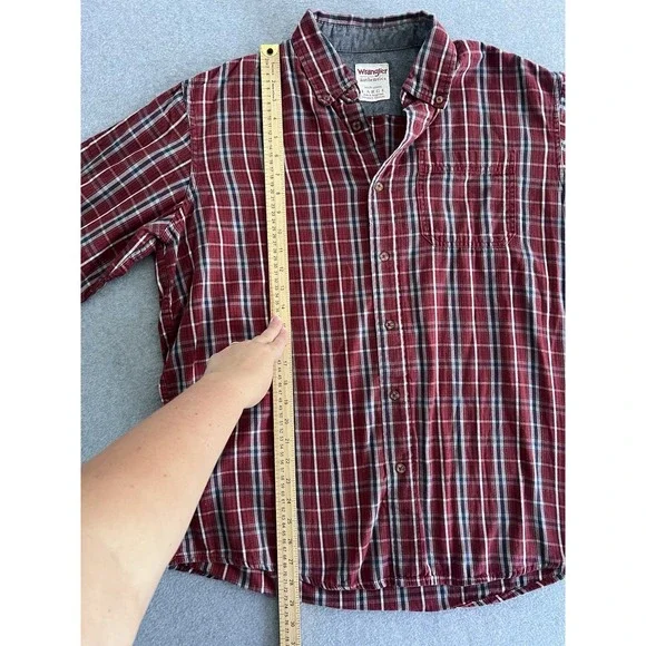 Wrangler Rugged Wear Check Plaid Button Down Shirt Sz Large Western Comfort Gorp - Picture 7 of 12